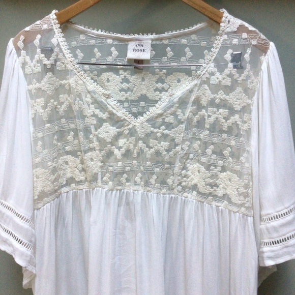 Knox Rose Bohemian Peasant Bell 3/4 Sleeves Tunic Top - Picture 8 of 10